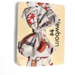 Newborn Patterned Hair Bow - Red and White